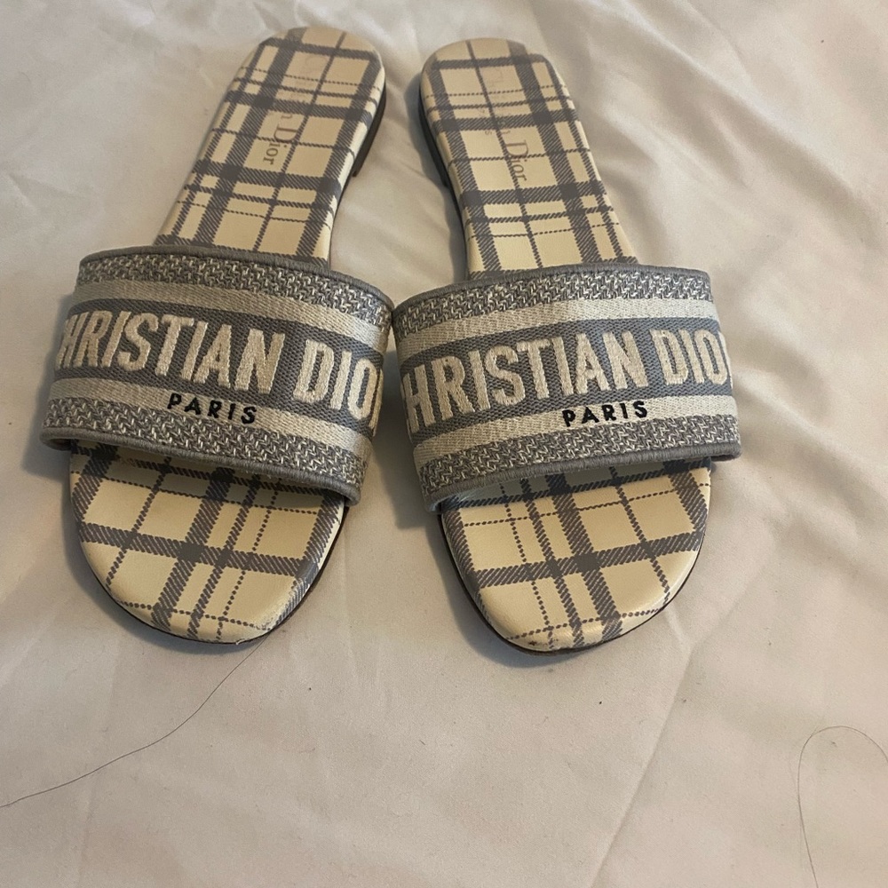 Gray & white Christian dior sandals